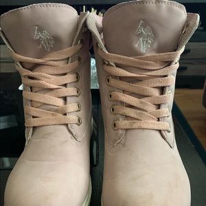 Pink polo boots